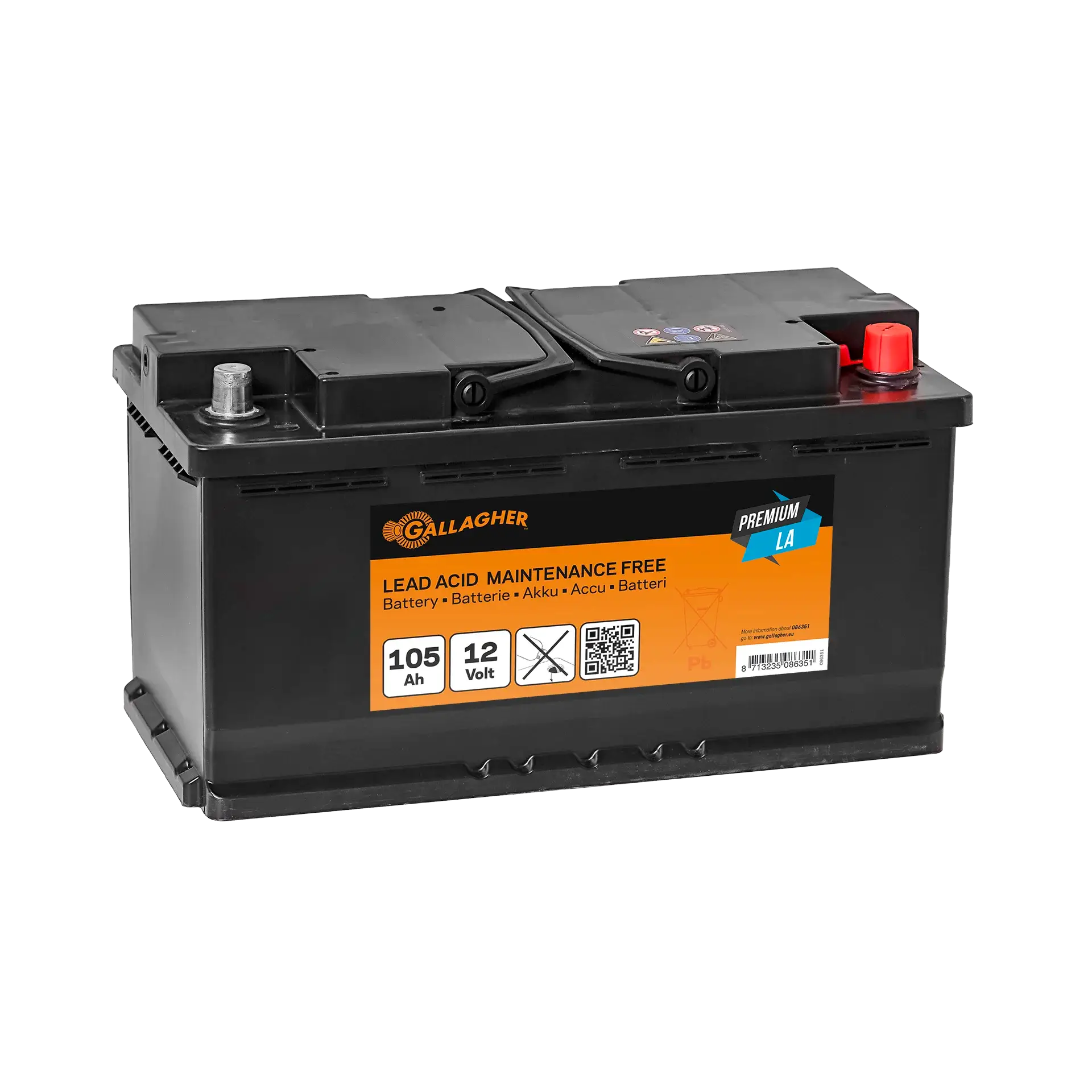 Gallagher Battery 12V/105Ah Premium LA - Sustainable 
