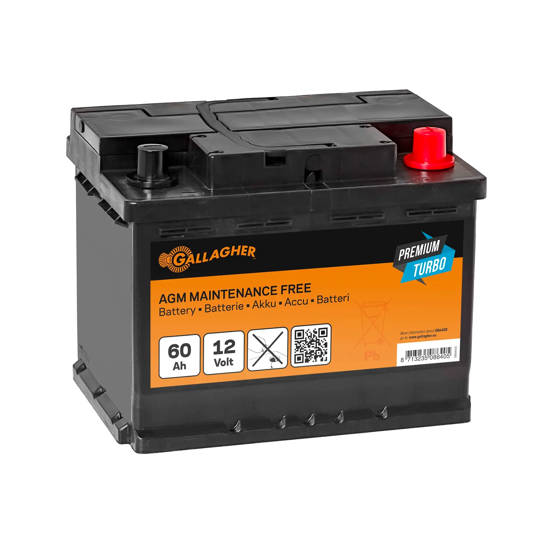 Gallagher Battery 12V/60Ah Turbo AGM - Efficient
