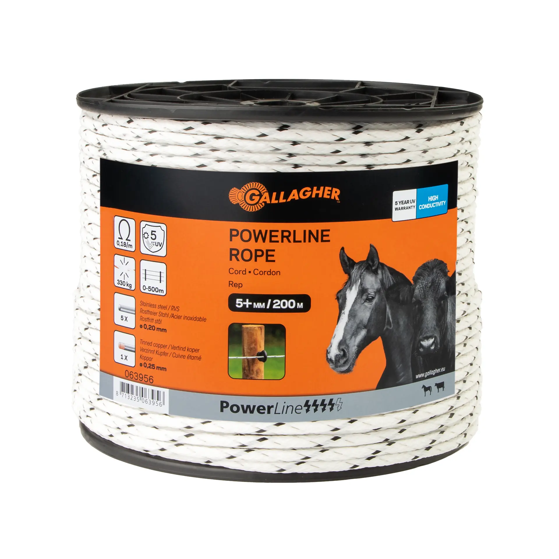 Gallagher PowerLine Cord White 200m - Reliable and Simple
