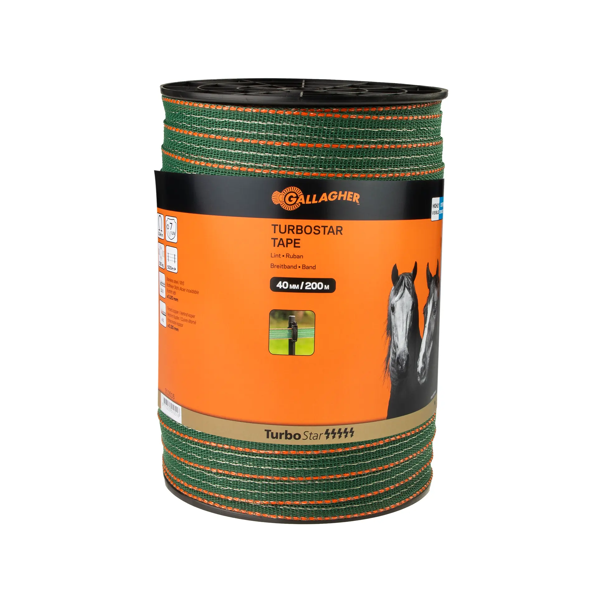 Gallagher TurboStar Tape 40mm Green 200m - Durable and Strong 